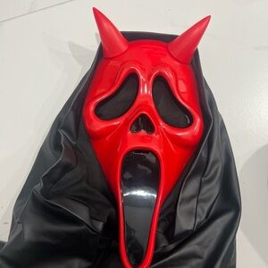 Red Devil Scream Mask Costume for Kids